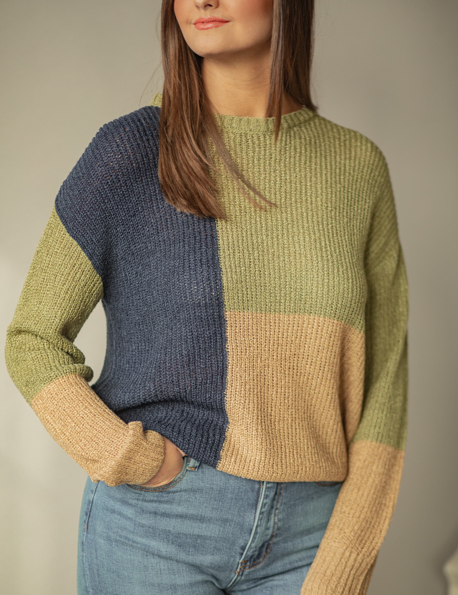 Violet Color Block Sweater