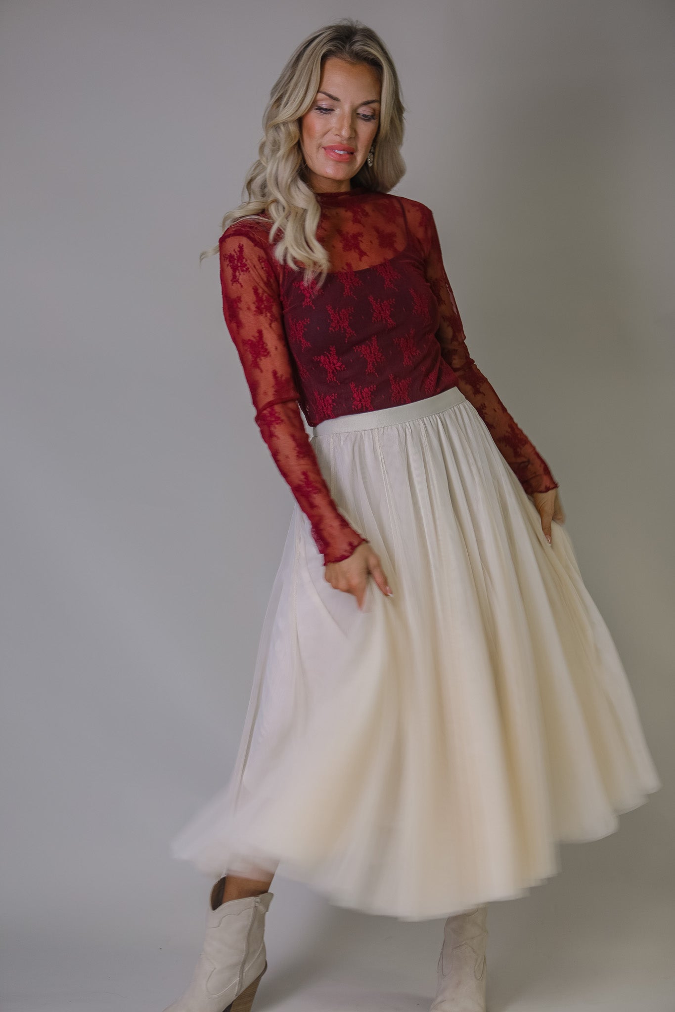 Taliah Tulle Midi Skirt