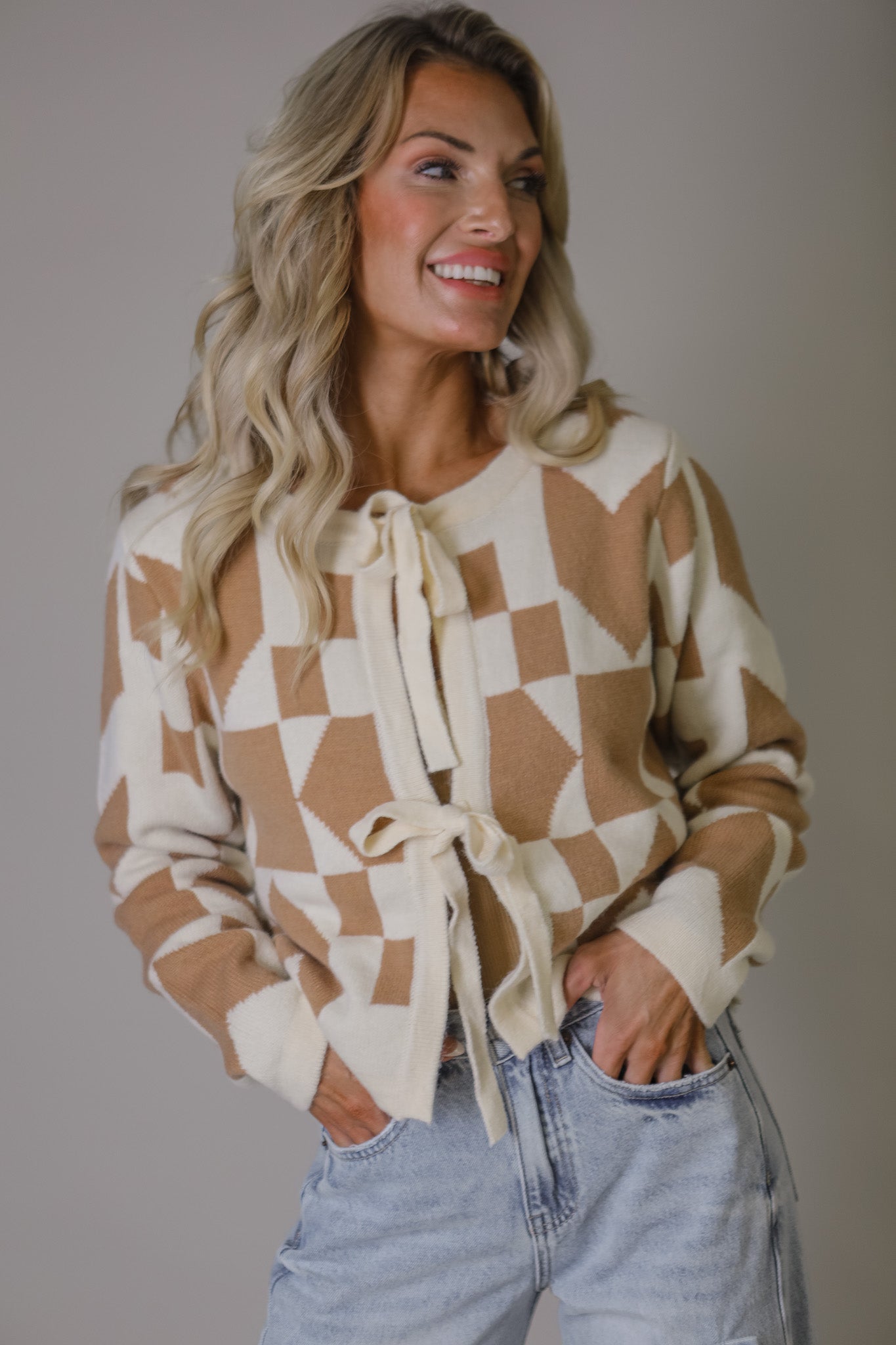 Isabella Bow Crop Cardigan Sweater