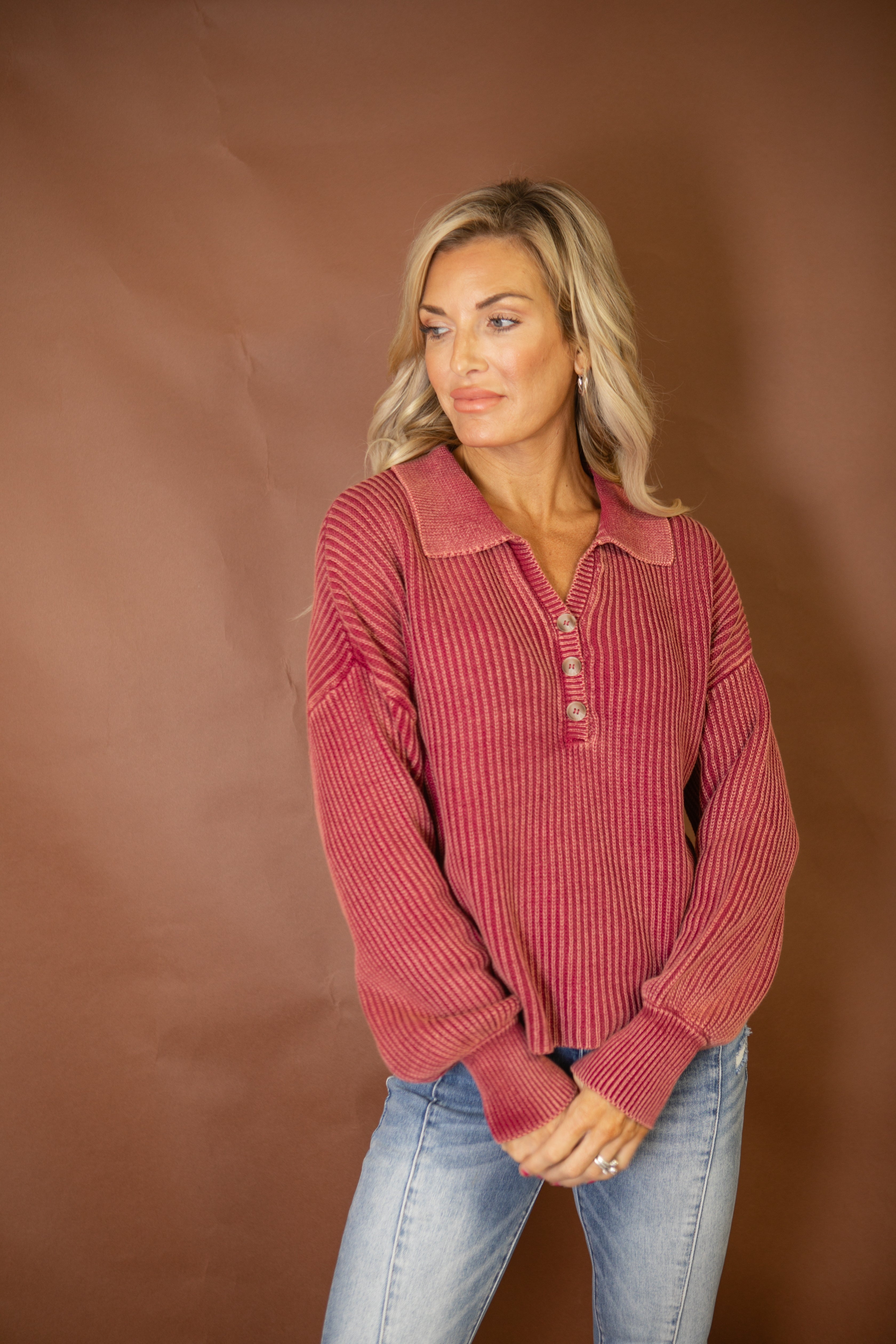 Hadley Collared Henley Sweater