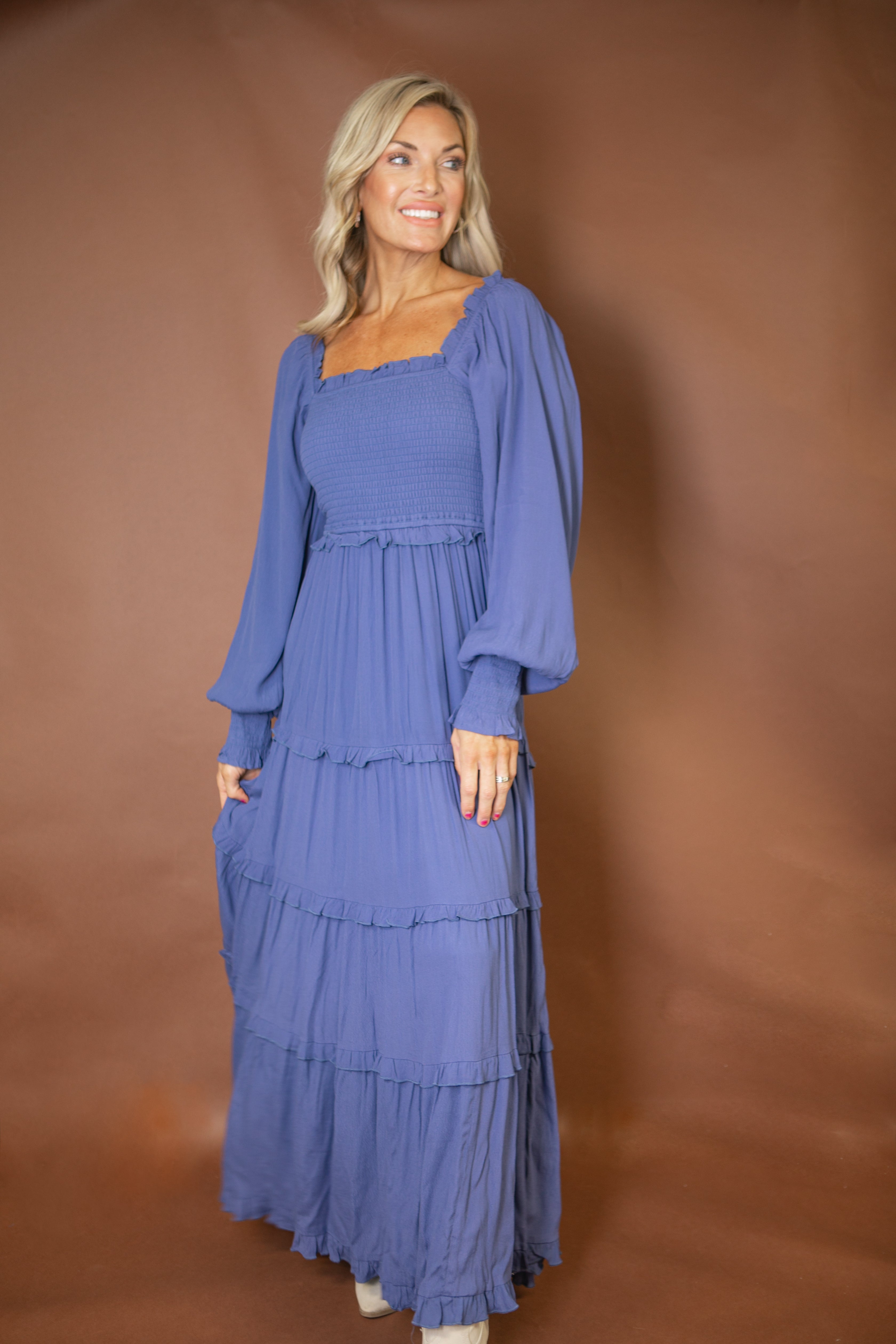 Carmen Square Neck Maxi Dress