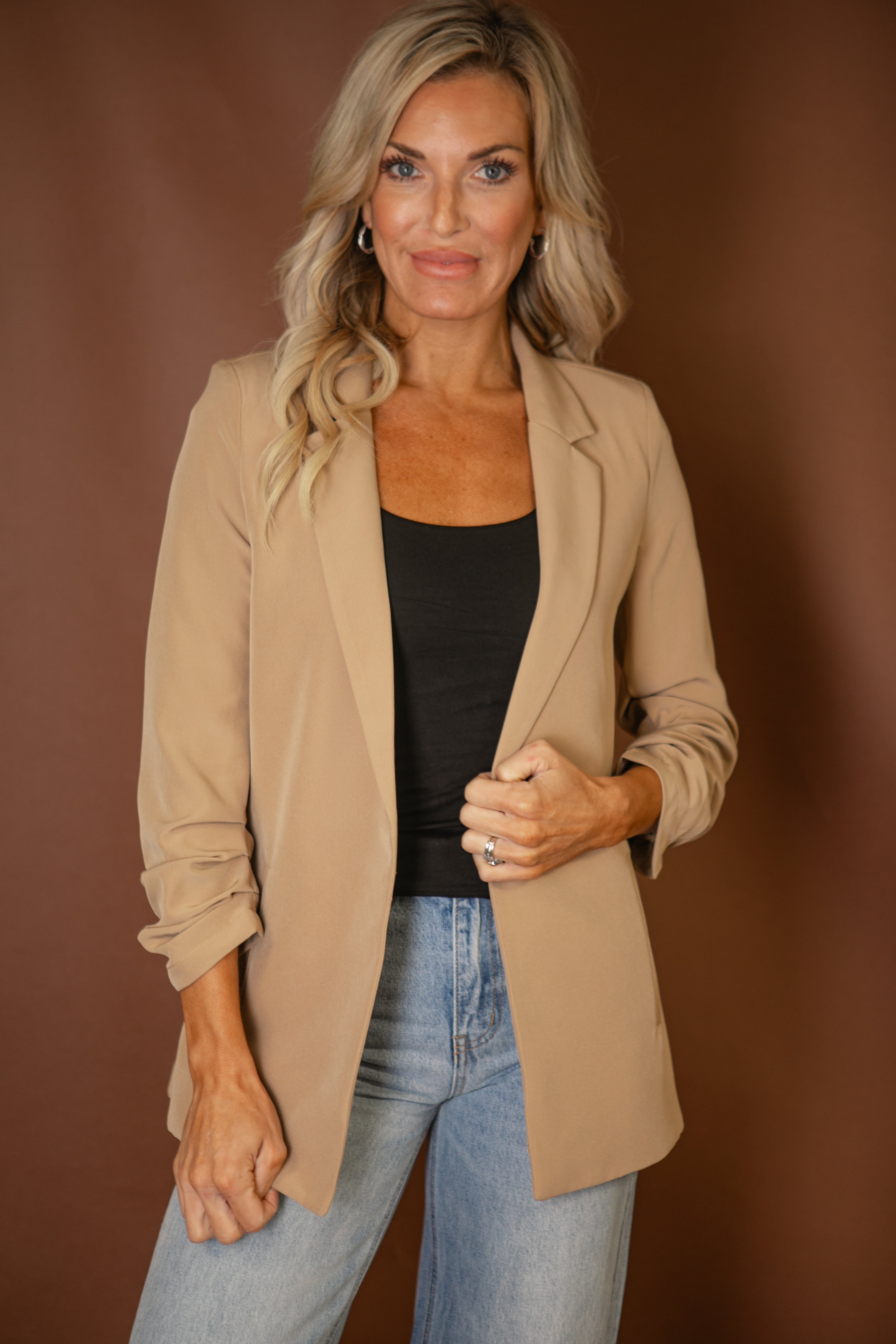 Blair Ruched Sleeve Blazer