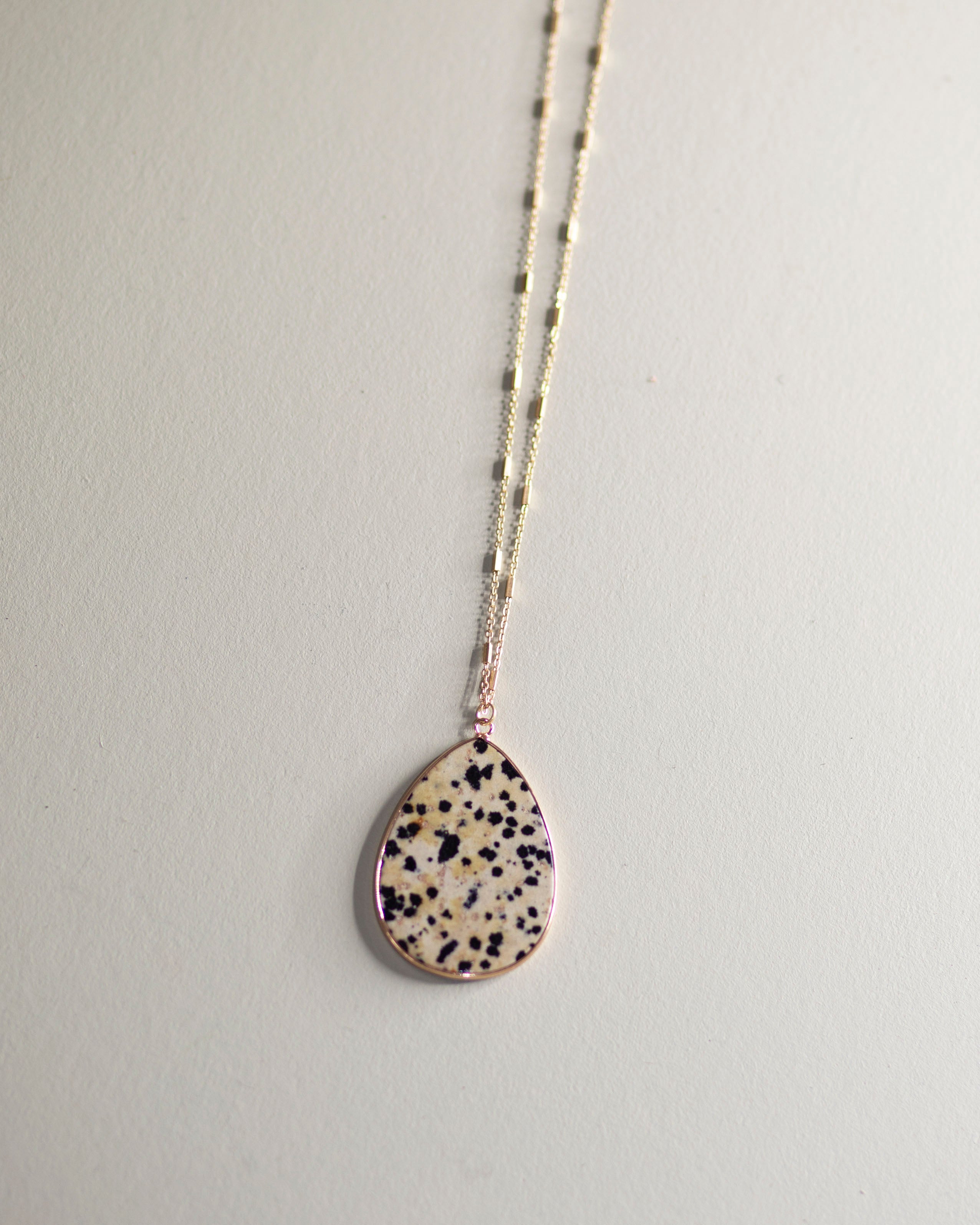 Teardrop Pendant Necklace-Dalmatian