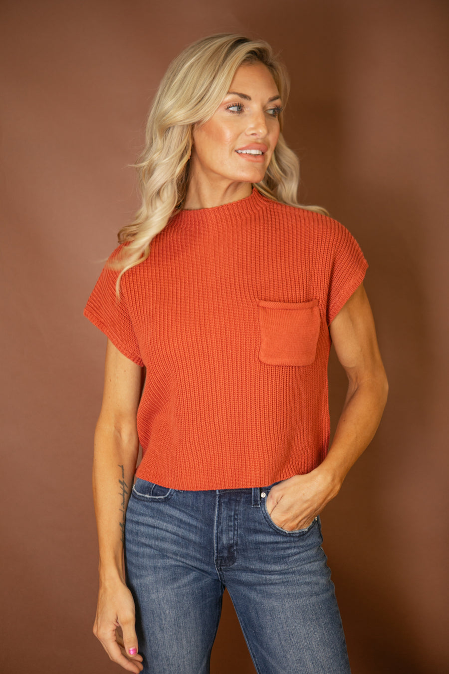 Remi Mock Neck Cropped Sweater