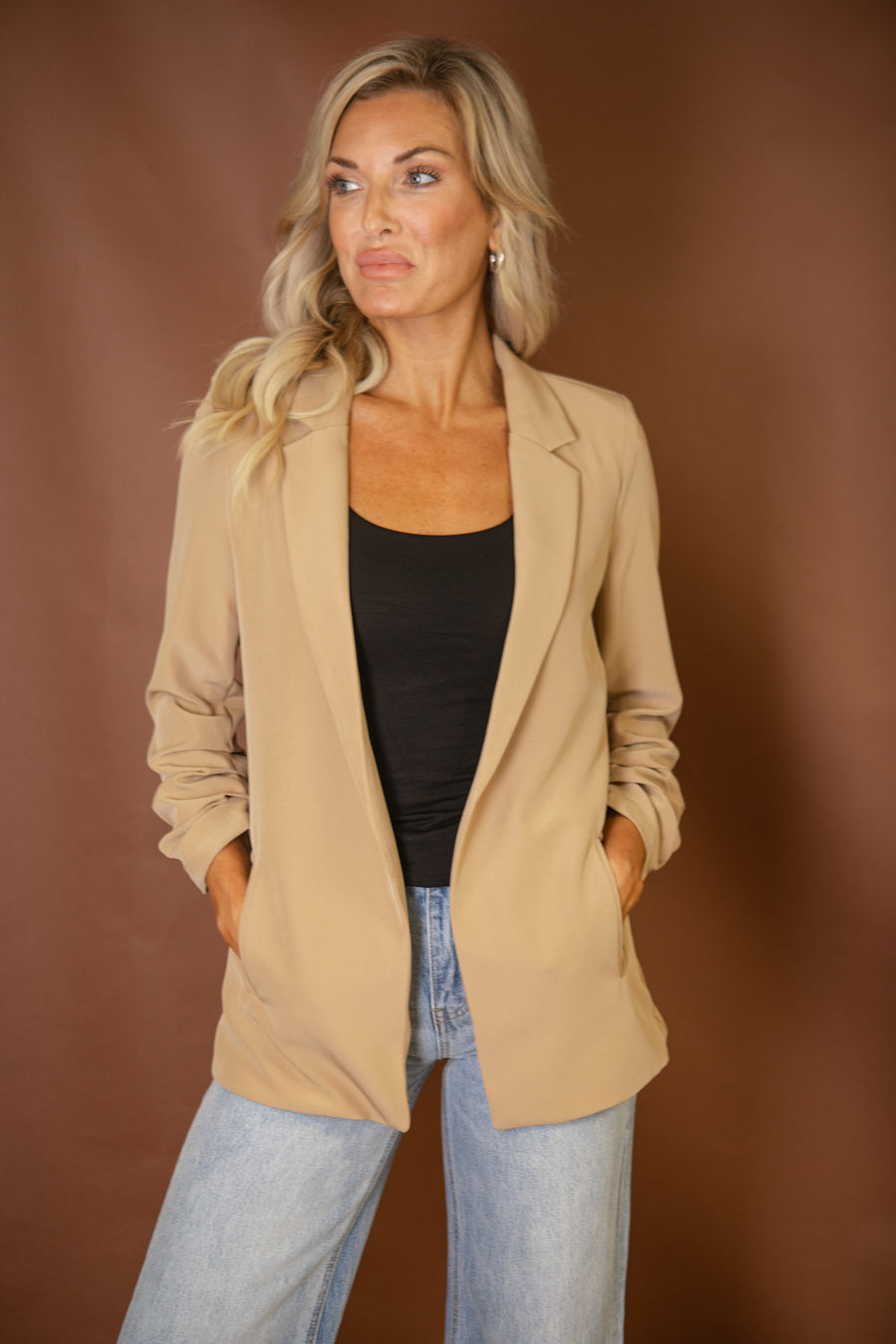 Blair Ruched Sleeve Blazer