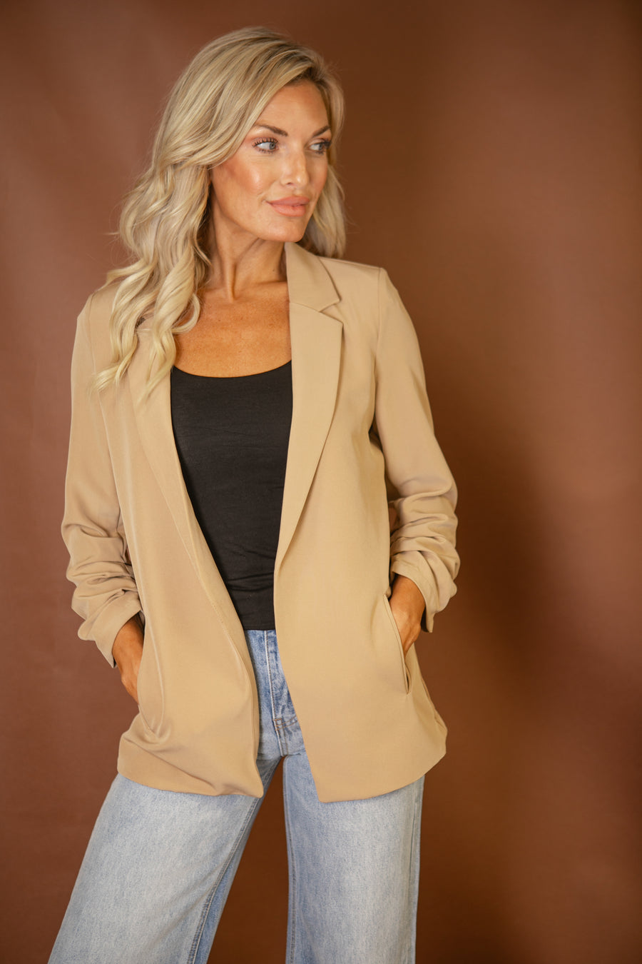 Blair Ruched Sleeve Blazer